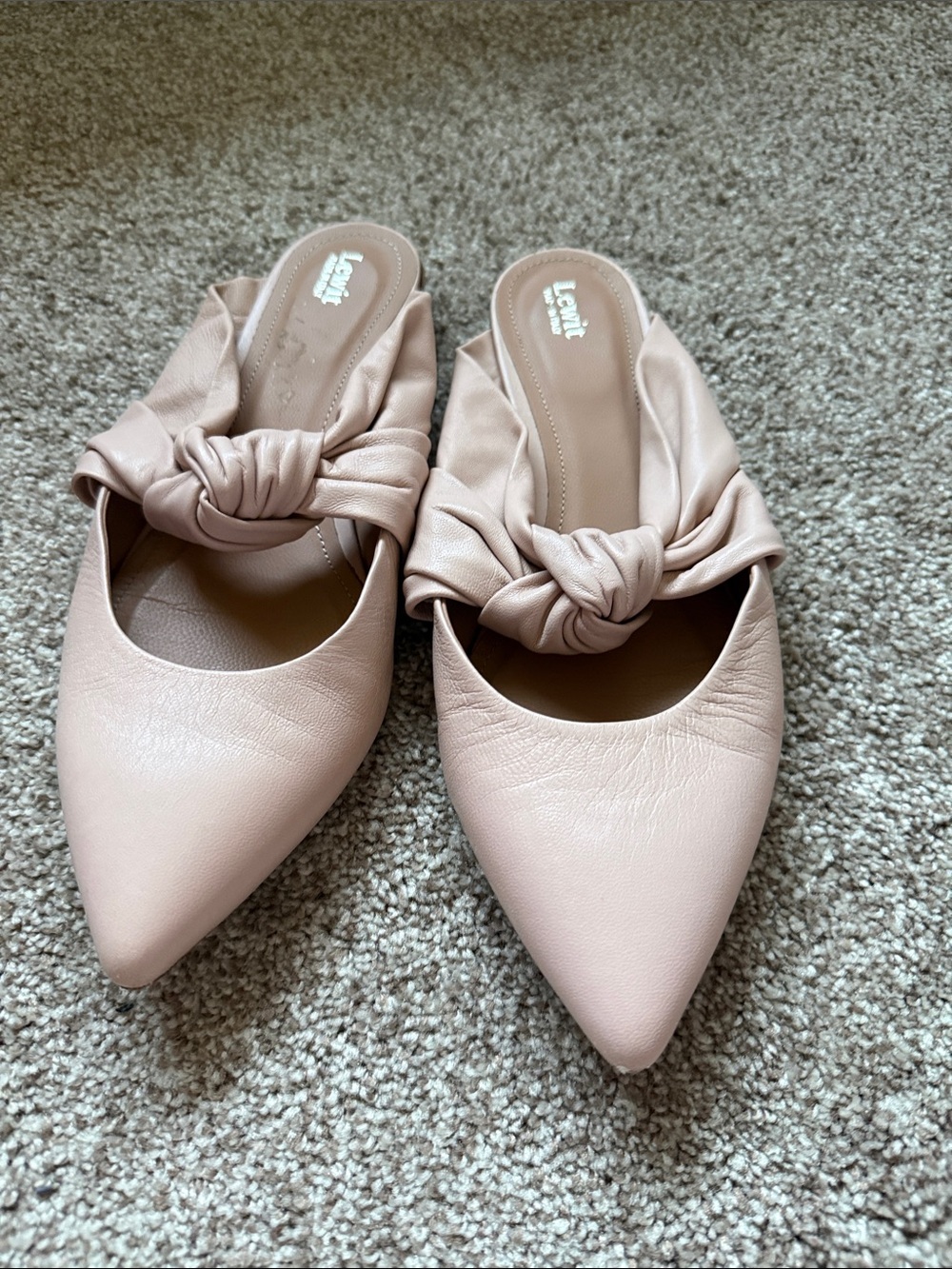 Lewit Blush Knot-Front Pointed Toe Mules